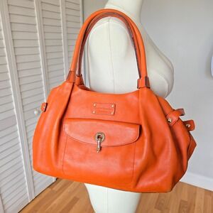 Kate Spade Stevie Orange Pebbled Leather Hobo Bag Slouchy Y2K Minimalist Chic